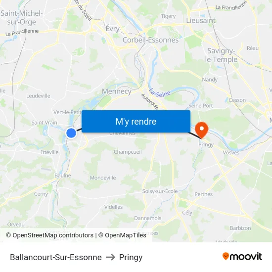 Ballancourt-Sur-Essonne to Pringy map
