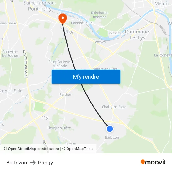 Barbizon to Pringy map