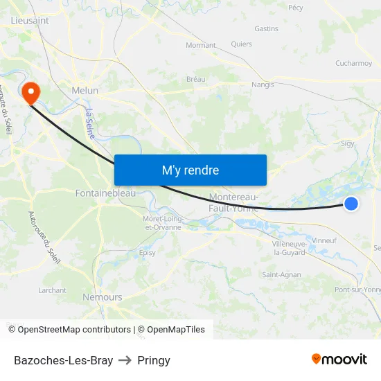 Bazoches-Les-Bray to Pringy map