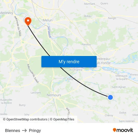 Blennes to Pringy map