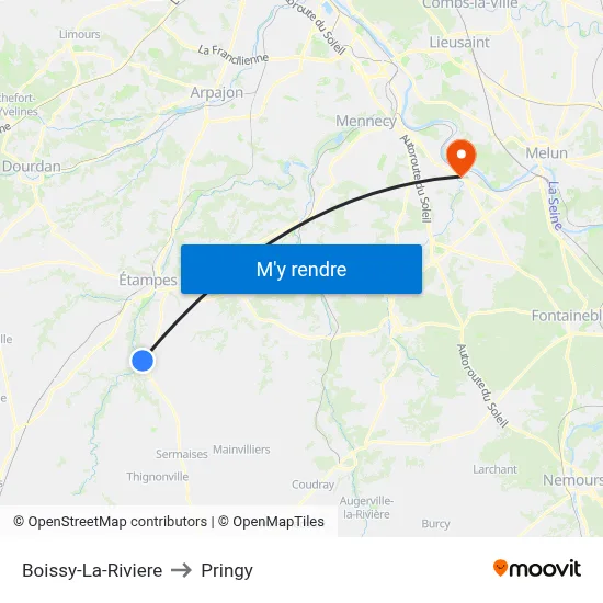 Boissy-La-Riviere to Pringy map