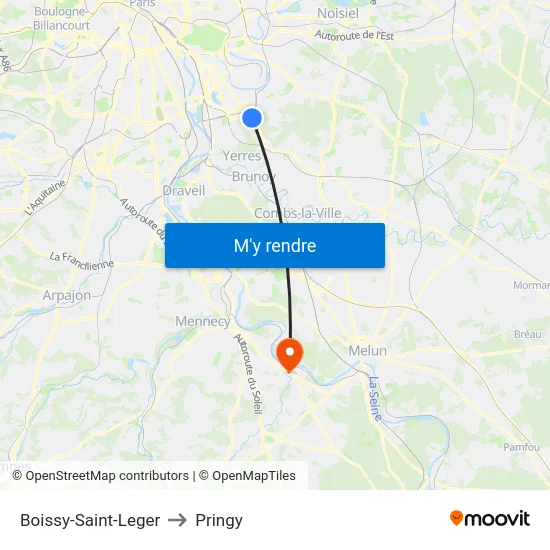 Boissy-Saint-Leger to Pringy map