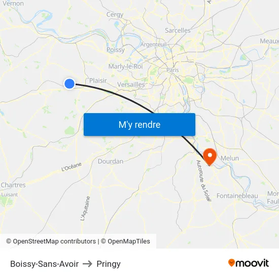Boissy-Sans-Avoir to Pringy map