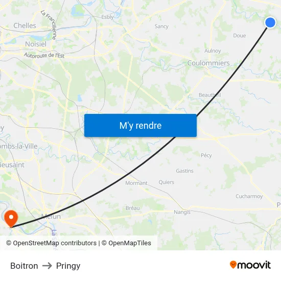 Boitron to Pringy map