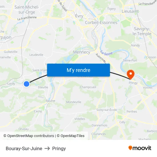 Bouray-Sur-Juine to Pringy map