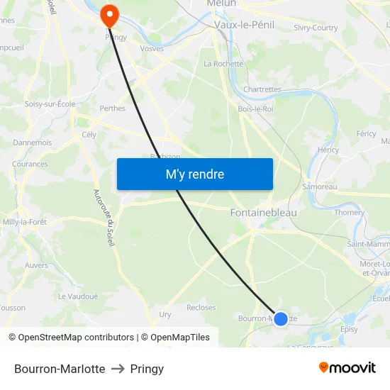 Bourron-Marlotte to Pringy map