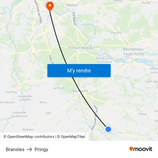 Bransles to Pringy map