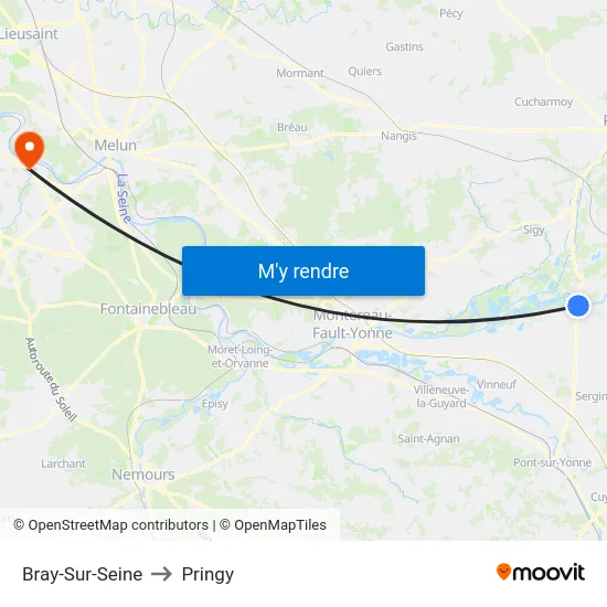 Bray-Sur-Seine to Pringy map