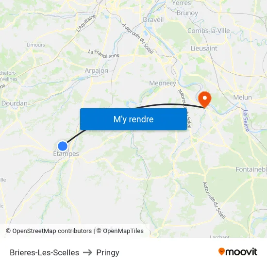 Brieres-Les-Scelles to Pringy map
