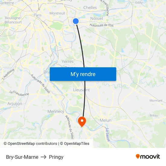 Bry-Sur-Marne to Pringy map