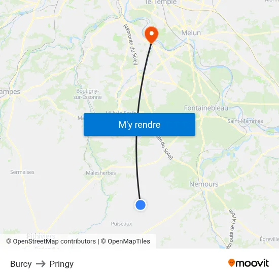 Burcy to Pringy map