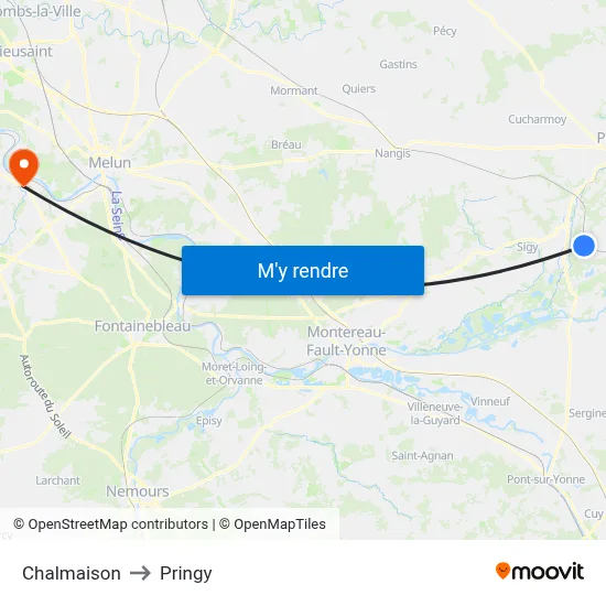 Chalmaison to Pringy map