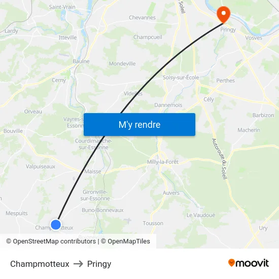 Champmotteux to Pringy map