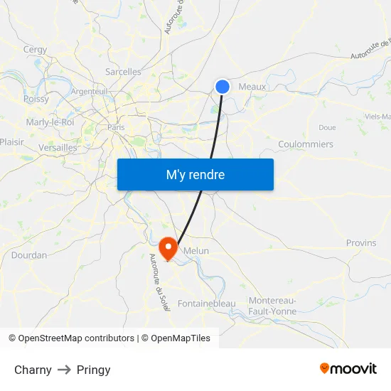 Charny to Pringy map