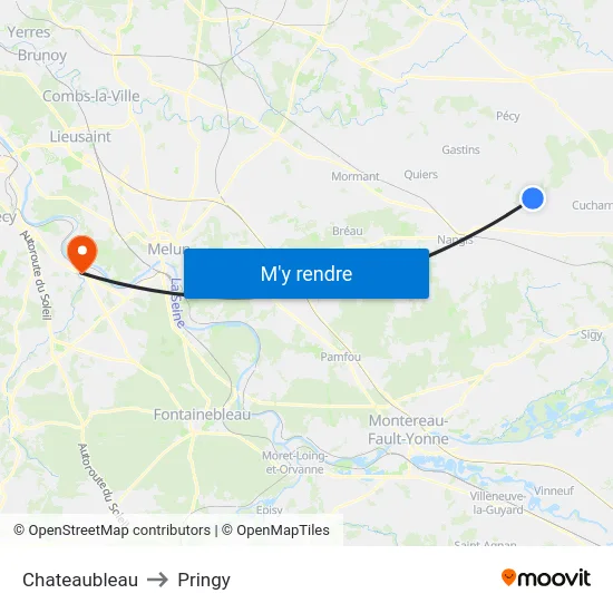 Chateaubleau to Pringy map