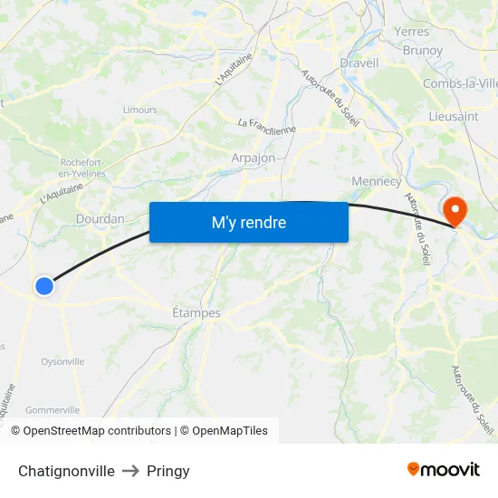 Chatignonville to Pringy map