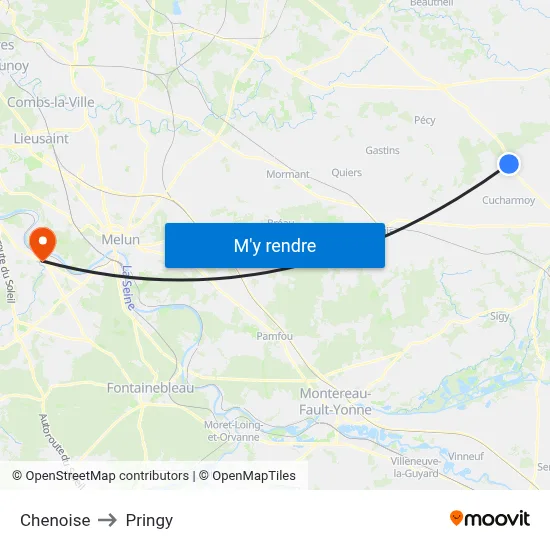 Chenoise to Pringy map