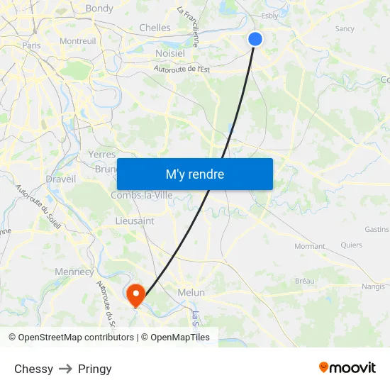 Chessy to Pringy map