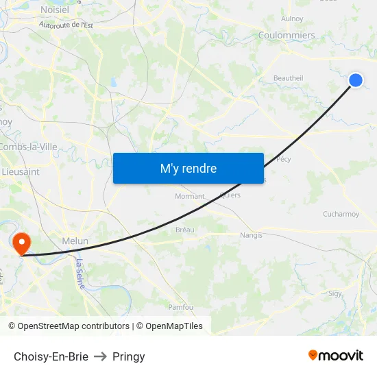 Choisy-En-Brie to Pringy map
