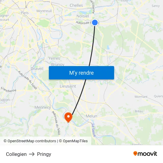 Collegien to Pringy map