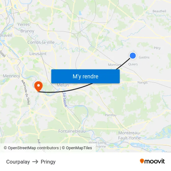 Courpalay to Pringy map