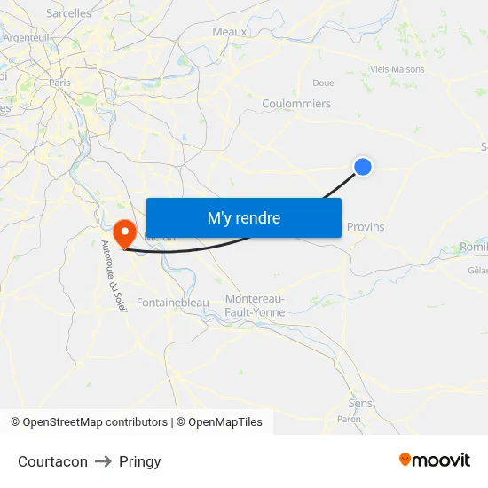 Courtacon to Pringy map