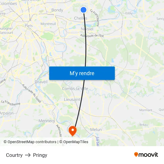 Courtry to Pringy map