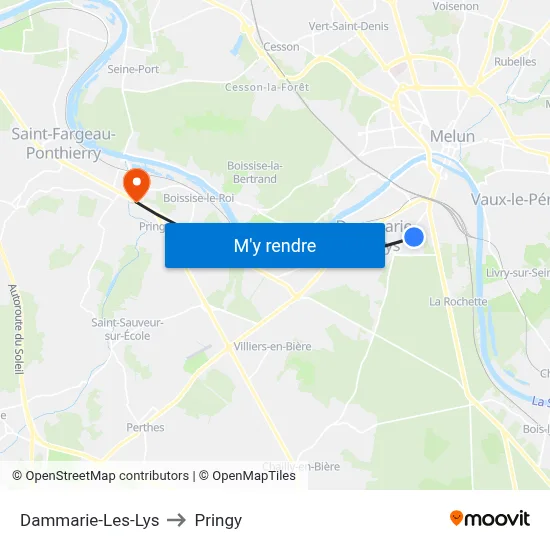 Dammarie-Les-Lys to Pringy map