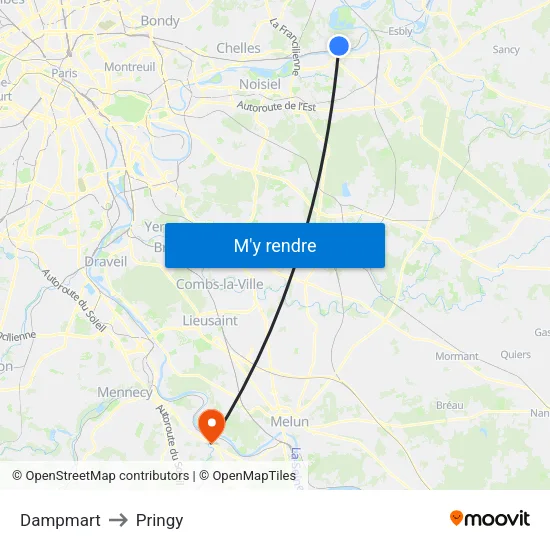 Dampmart to Pringy map