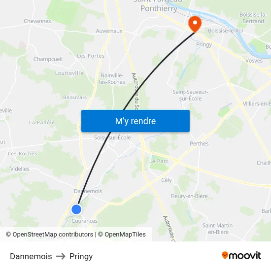 Dannemois to Pringy map
