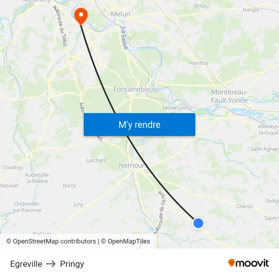 Egreville to Pringy map
