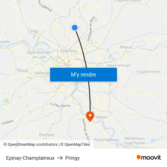 Epinay-Champlatreux to Pringy map