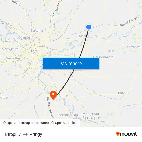 Etrepilly to Pringy map
