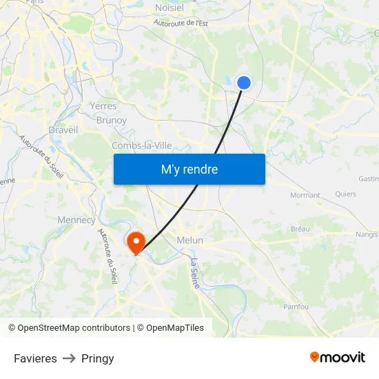 Favieres to Pringy map