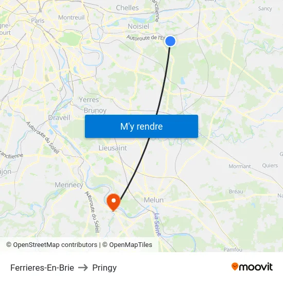 Ferrieres-En-Brie to Pringy map