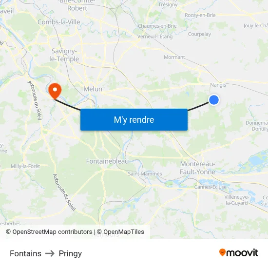Fontains to Pringy map