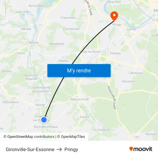 Gironville-Sur-Essonne to Pringy map