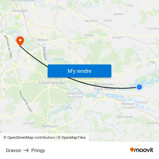 Gravon to Pringy map
