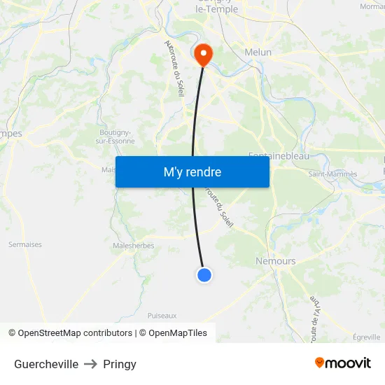 Guercheville to Pringy map