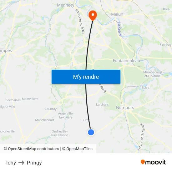 Ichy to Pringy map