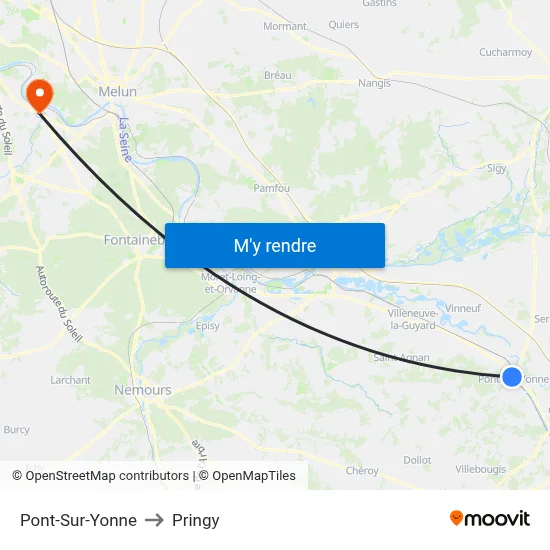 Pont-Sur-Yonne to Pringy map