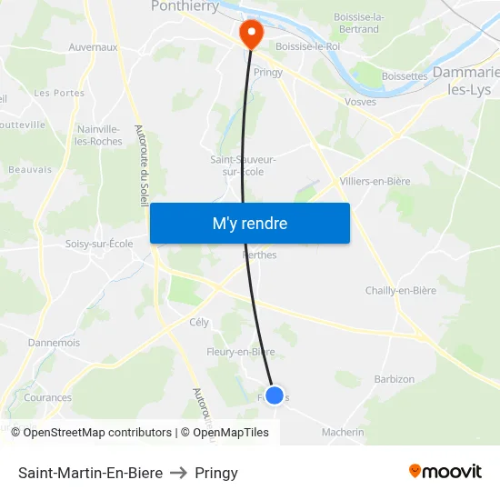 Saint-Martin-En-Biere to Pringy map