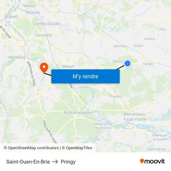 Saint-Ouen-En-Brie to Pringy map