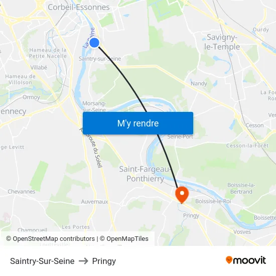 Saintry-Sur-Seine to Pringy map
