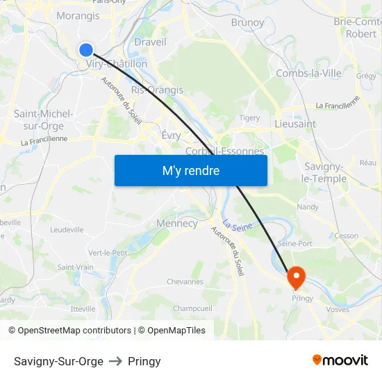 Savigny-Sur-Orge to Pringy map