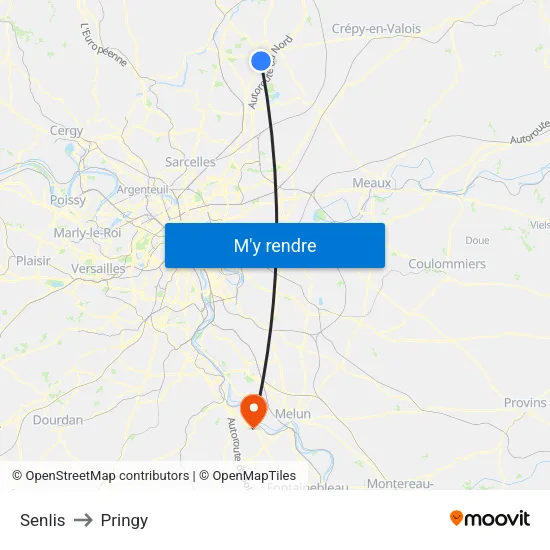 Senlis to Pringy map