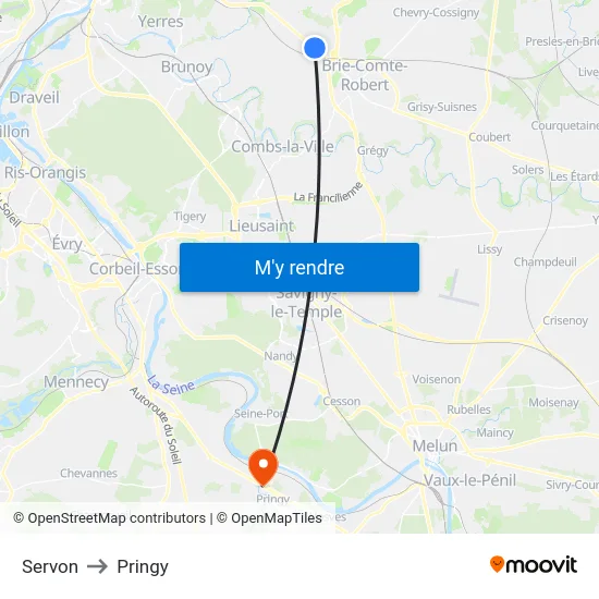 Servon to Pringy map