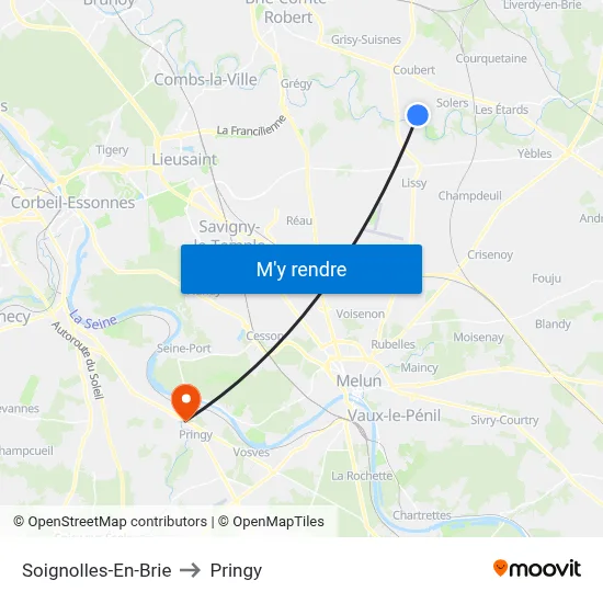 Soignolles-En-Brie to Pringy map