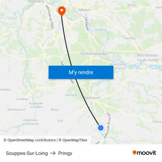 Souppes-Sur-Loing to Pringy map