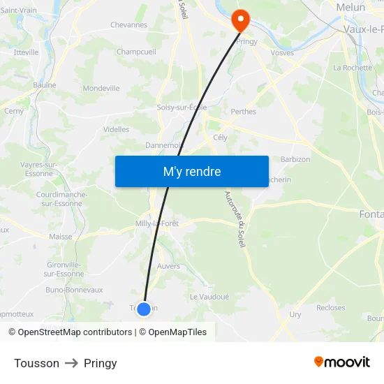 Tousson to Pringy map